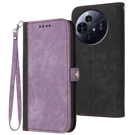 For TCL 50 Pro NxtPaper Side Buckle Double Fold Hand Strap Leather Phone Case(Purple)