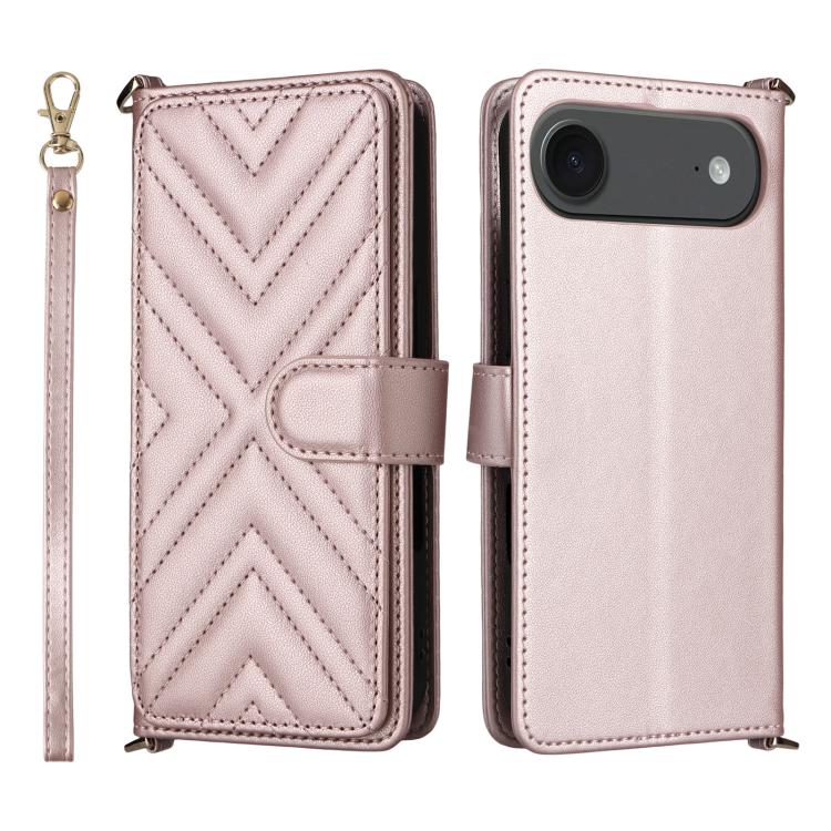 For iPhone Air Multifunctional 6-Card Slots Leather Phone Case with Wrist Strap(Pink) - iPhone Air Cases by buy2fix | Online Shopping UK | buy2fix