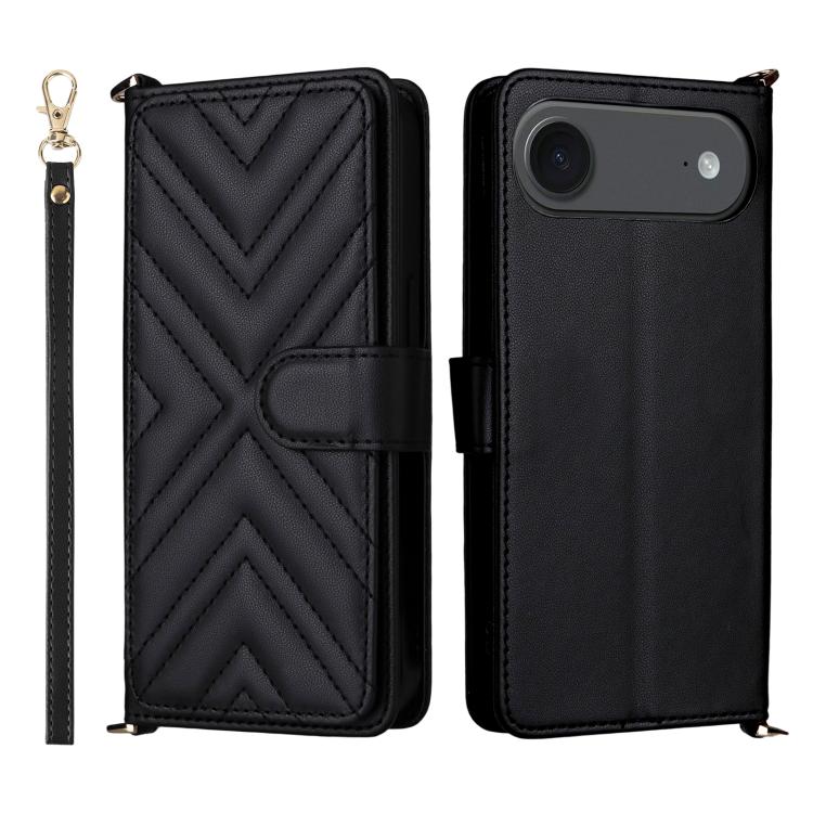 For iPhone Air Multifunctional 6-Card Slots Leather Phone Case with Wrist Strap(Black) - iPhone Air Cases by buy2fix | Online Shopping UK | buy2fix