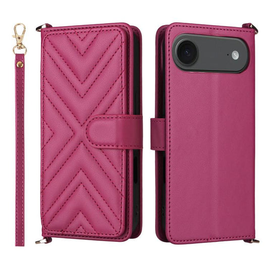For iPhone Air Multifunctional 6-Card Slots Leather Phone Case with Wrist Strap(Rose Red) - iPhone Air Cases by buy2fix | Online Shopping UK | buy2fix