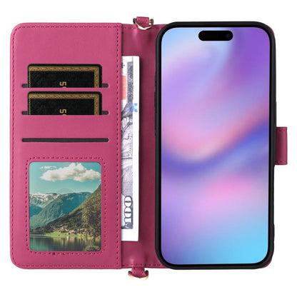 For iPhone Air Multifunctional 6-Card Slots Leather Phone Case with Wrist Strap(Rose Red) - iPhone Air Cases by buy2fix | Online Shopping UK | buy2fix