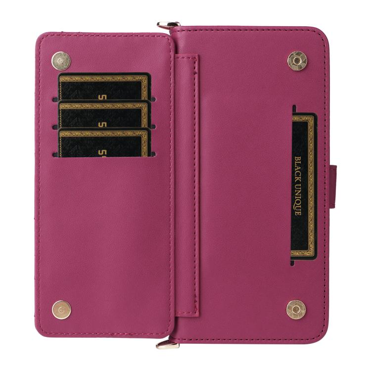 For iPhone Air Multifunctional 6-Card Slots Leather Phone Case with Wrist Strap(Rose Red) - iPhone Air Cases by buy2fix | Online Shopping UK | buy2fix