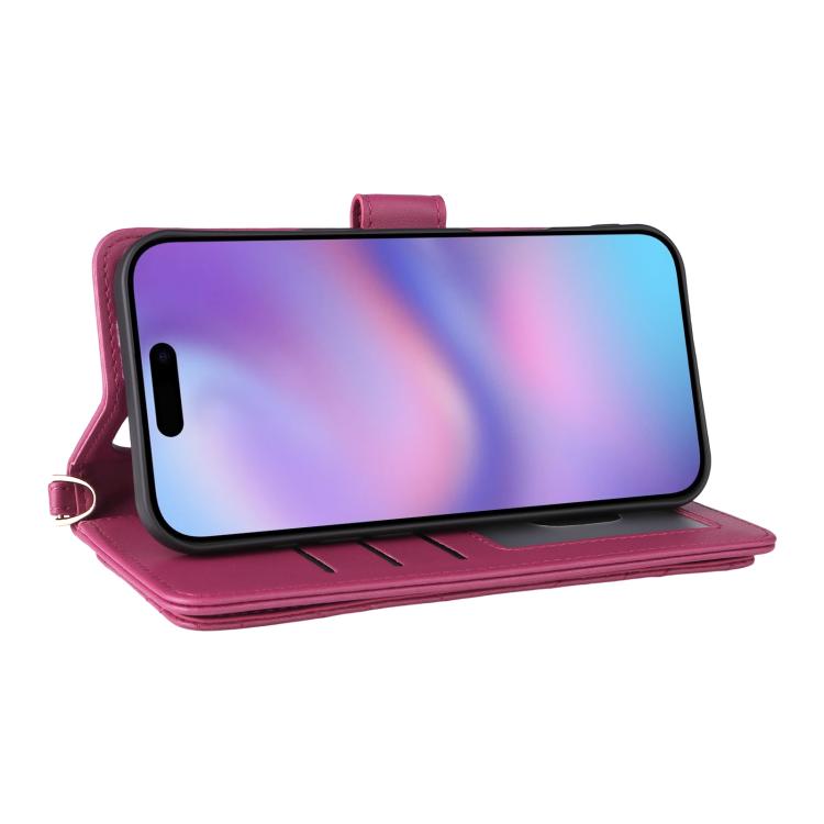 For iPhone Air Multifunctional 6-Card Slots Leather Phone Case with Wrist Strap(Rose Red) - iPhone Air Cases by buy2fix | Online Shopping UK | buy2fix