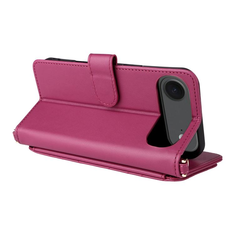 For iPhone Air Multifunctional 6-Card Slots Leather Phone Case with Wrist Strap(Rose Red) - iPhone Air Cases by buy2fix | Online Shopping UK | buy2fix