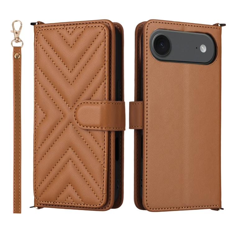 For iPhone Air Multifunctional 6-Card Slots Leather Phone Case with Wrist Strap(Brown) - iPhone Air Cases by buy2fix | Online Shopping UK | buy2fix