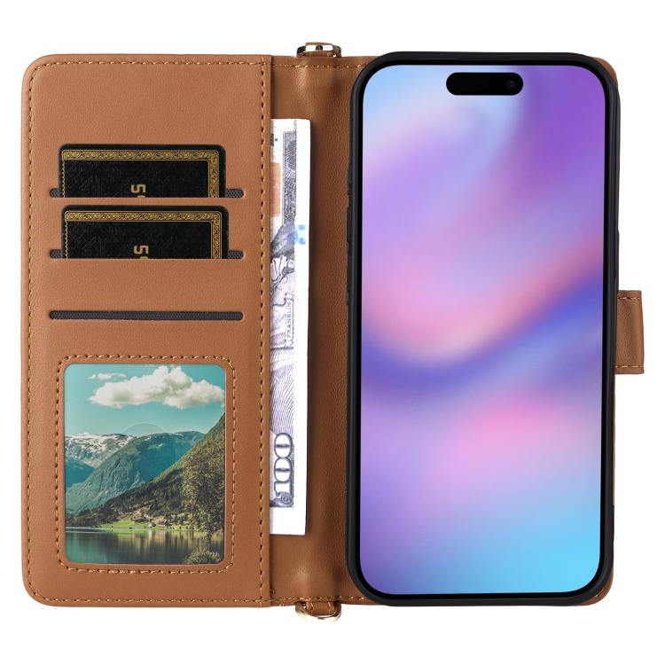 For iPhone Air Multifunctional 6-Card Slots Leather Phone Case with Wrist Strap(Brown) - iPhone Air Cases by buy2fix | Online Shopping UK | buy2fix