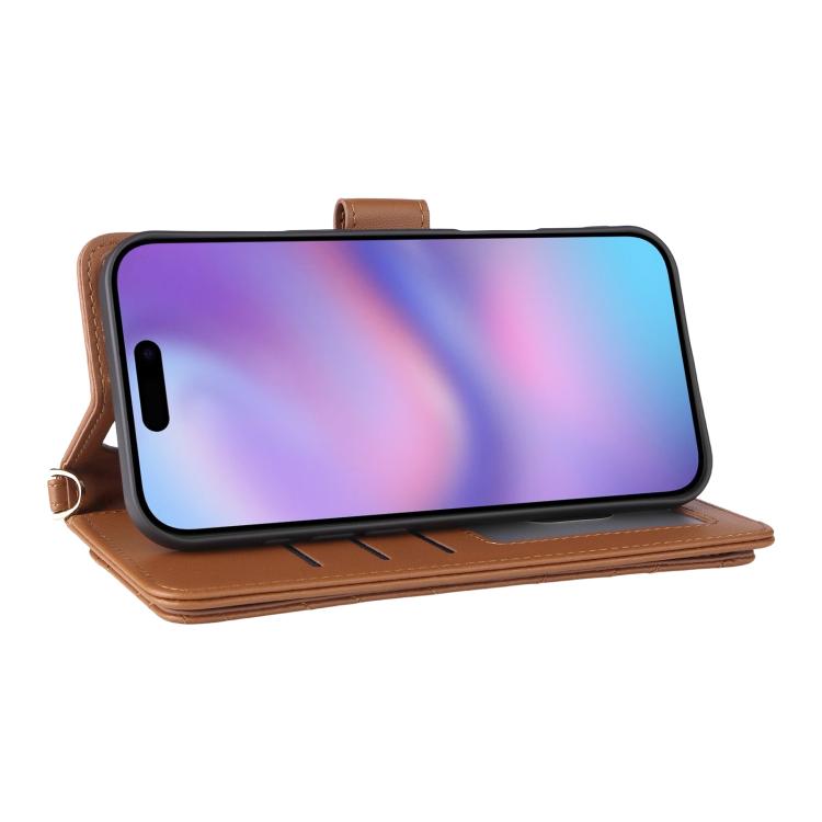 For iPhone Air Multifunctional 6-Card Slots Leather Phone Case with Wrist Strap(Brown) - iPhone Air Cases by buy2fix | Online Shopping UK | buy2fix