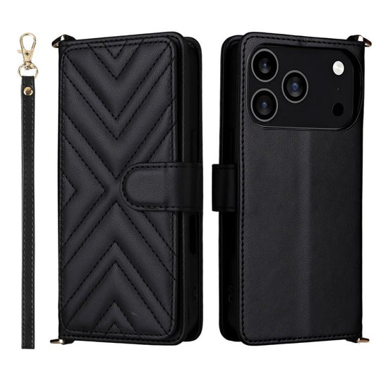 For iPhone 18 Pro Max / 17 Pro Max Multifunctional 6-Card Slots Leather Phone Case with Wrist Strap(Black)