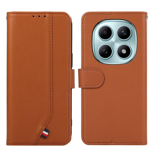 For Redmi Note 15 5G Global 164mm ABEEL Delicate Texture Splicing RFID Leather Phone Case(Brown)