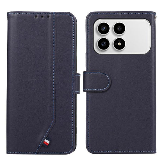 For Redmi K90 / Poco F8 Pro ABEEL Delicate Texture Splicing RFID Leather Phone Case(Blue)