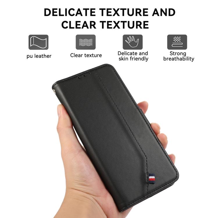 For iPhone 17 ABEEL Delicate Texture Splicing RFID Leather Phone Case(Black) - iPhone 17 Cases by buy2fix | Online Shopping UK | buy2fix