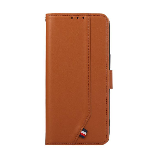 For iPhone 17 ABEEL Delicate Texture Splicing RFID Leather Phone Case(Brown) - iPhone 17 Cases by buy2fix | Online Shopping UK | buy2fix