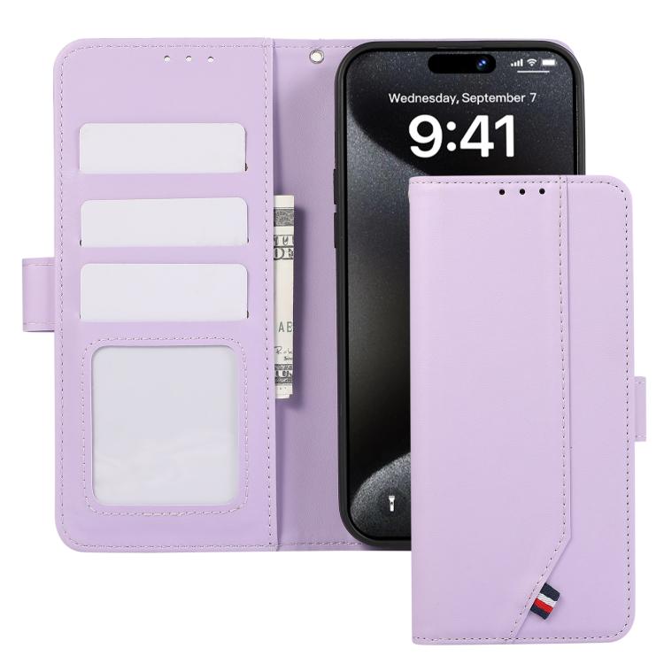 For iPhone 17 Air ABEEL Delicate Texture Splicing RFID Leather Phone Case(Purple) - iPhone 17 Air Cases by buy2fix | Online Shopping UK | buy2fix