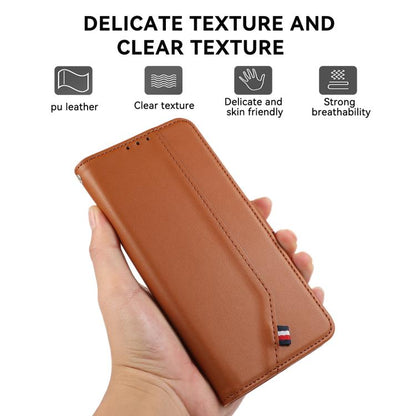 For iPhone 17 Air ABEEL Delicate Texture Splicing RFID Leather Phone Case(Brown) - iPhone 17 Air Cases by buy2fix | Online Shopping UK | buy2fix