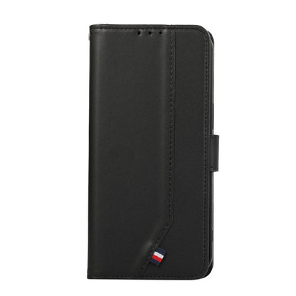 For iPhone 17 Pro ABEEL Delicate Texture Splicing RFID Leather Phone Case(Black) - iPhone 17 Pro Cases by buy2fix | Online Shopping UK | buy2fix