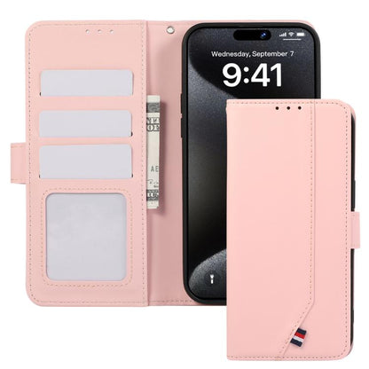 For iPhone 17 Pro Max ABEEL Delicate Texture Splicing RFID Leather Phone Case(Pink) - iPhone 17 Pro Max Cases by buy2fix | Online Shopping UK | buy2fix