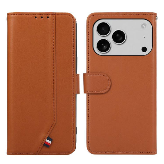 For iPhone 17 Pro Max ABEEL Delicate Texture Splicing RFID Leather Phone Case(Brown) - iPhone 17 Pro Max Cases by buy2fix | Online Shopping UK | buy2fix