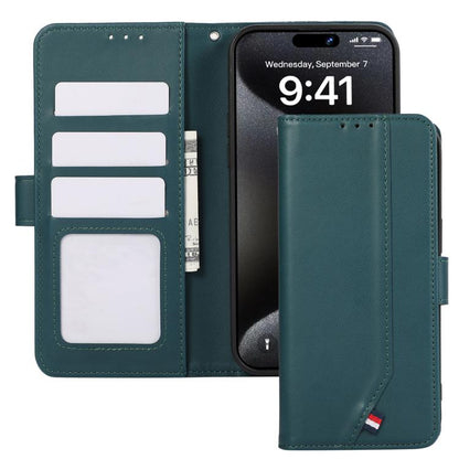 For iPhone 17 Pro Max ABEEL Delicate Texture Splicing RFID Leather Phone Case(Green) - iPhone 17 Pro Max Cases by buy2fix | Online Shopping UK | buy2fix