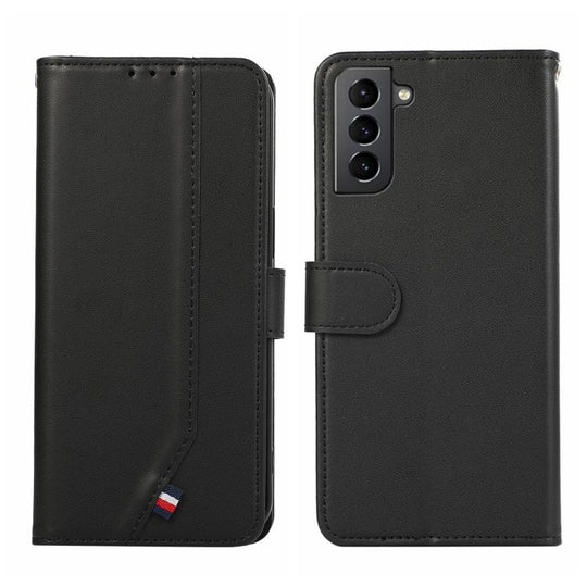 For Samsung Galaxy S21 5G ABEEL Delicate Texture Splicing RFID Leather Phone Case(Black)