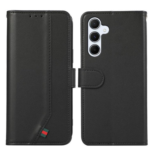 For Samsung Galaxy S25 FE 5G ABEEL Delicate Texture Splicing RFID Leather Phone Case(Black)