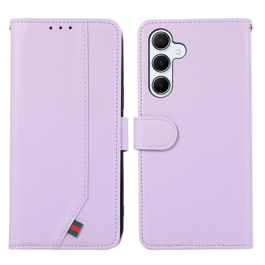 For Samsung Galaxy S25 FE 5G ABEEL Delicate Texture Splicing RFID Leather Phone Case(Purple)