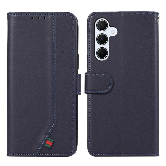 For Samsung Galaxy S25 FE 5G ABEEL Delicate Texture Splicing RFID Leather Phone Case(Blue)