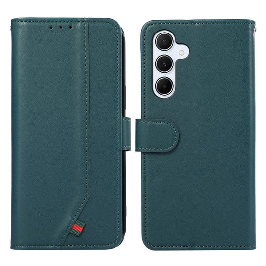 For Samsung Galaxy S25 FE 5G ABEEL Delicate Texture Splicing RFID Leather Phone Case(Green)