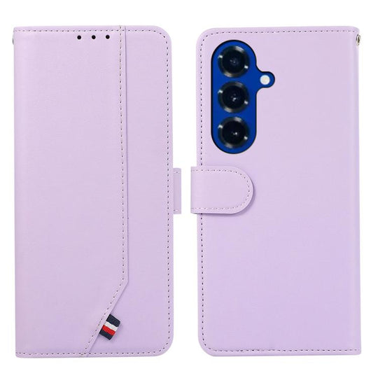 For Samsung Galaxy S26 5G ABEEL Delicate Texture Splicing RFID Leather Phone Case(Purple)