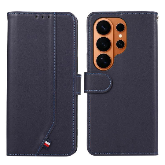 For Samsung Galaxy S26 Ultra 5G ABEEL Delicate Texture Splicing RFID Leather Phone Case(Blue)