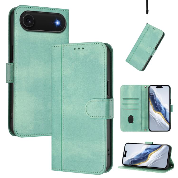 For iPhone Air Line Splicing Buckle Retro Leather Phone Case(Mint Green) - iPhone Air Cases by buy2fix | Online Shopping UK | buy2fix