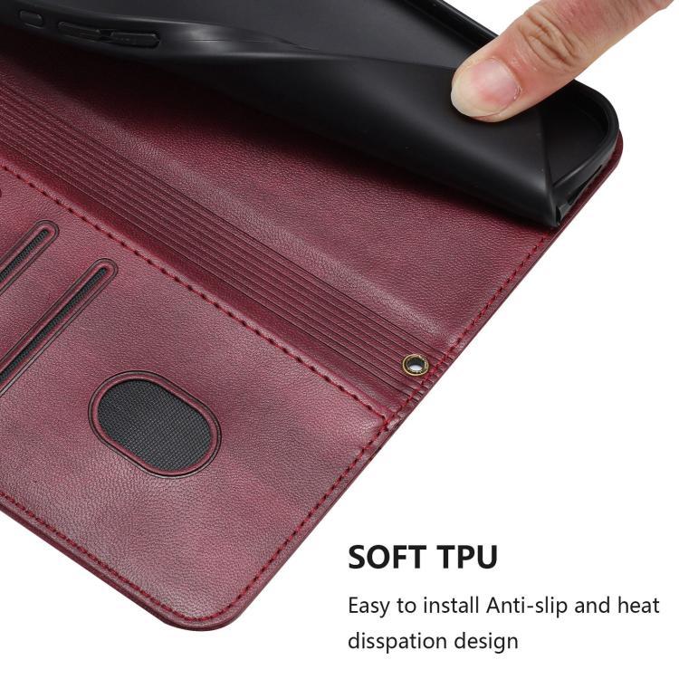 For iPhone Air Line Splicing Buckle Retro Leather Phone Case(Wine Red) - iPhone Air Cases by buy2fix | Online Shopping UK | buy2fix