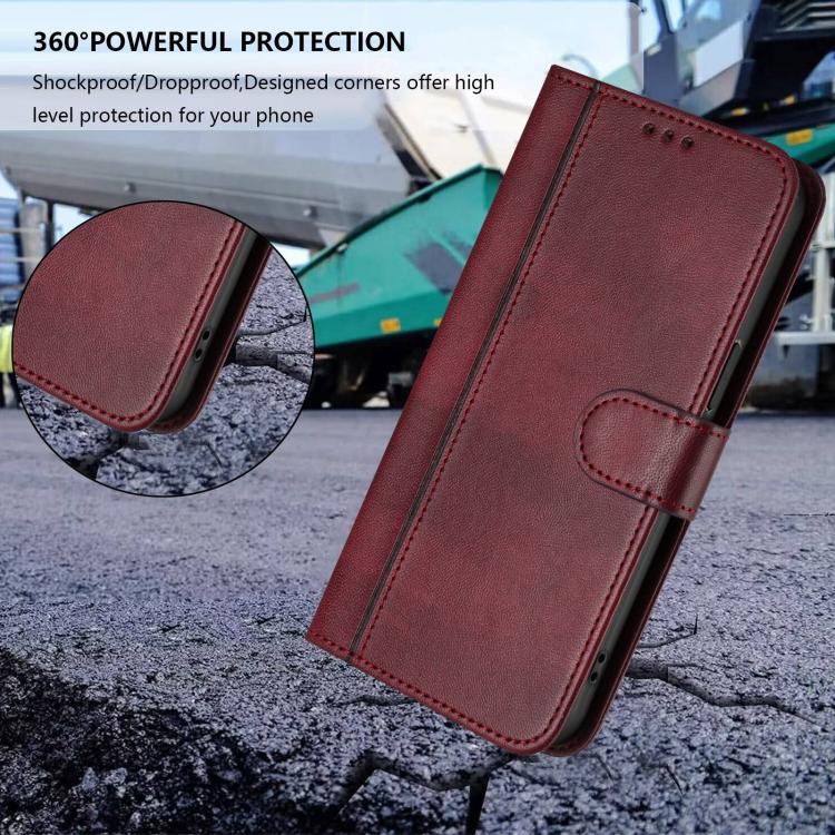 For iPhone Air Line Splicing Buckle Retro Leather Phone Case(Wine Red) - iPhone Air Cases by buy2fix | Online Shopping UK | buy2fix