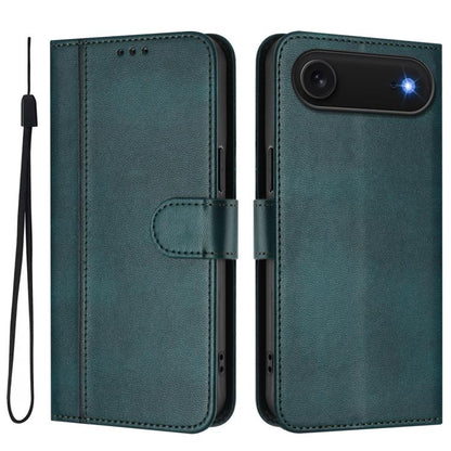 For iPhone Air Line Splicing Buckle Retro Leather Phone Case(Dark Green) - iPhone Air Cases by buy2fix | Online Shopping UK | buy2fix