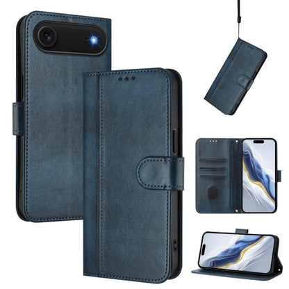 For iPhone Air Line Splicing Buckle Retro Leather Phone Case(Dark Blue) - iPhone Air Cases by buy2fix | Online Shopping UK | buy2fix