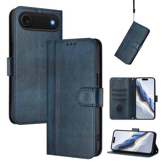 For iPhone Air Line Splicing Buckle Retro Leather Phone Case(Dark Blue) - iPhone Air Cases by buy2fix | Online Shopping UK | buy2fix