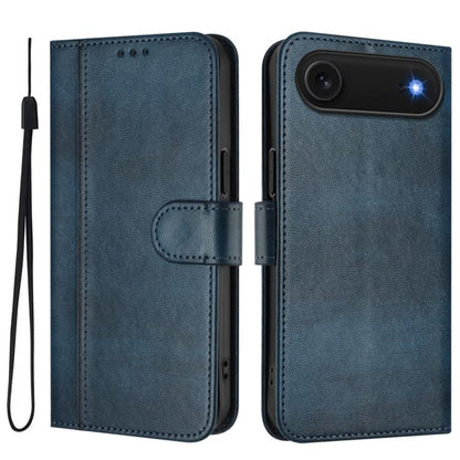 For iPhone Air Line Splicing Buckle Retro Leather Phone Case(Dark Blue) - iPhone Air Cases by buy2fix | Online Shopping UK | buy2fix
