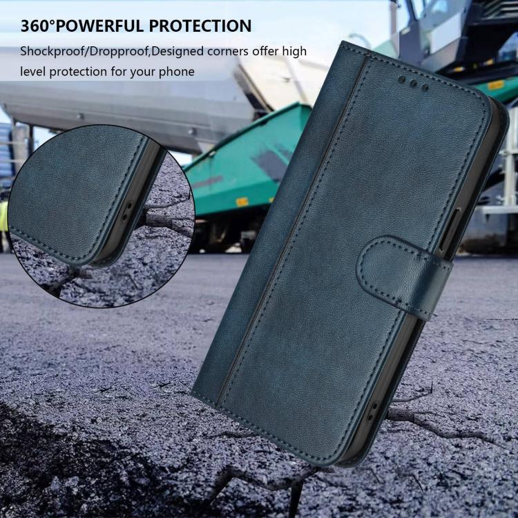 For iPhone Air Line Splicing Buckle Retro Leather Phone Case(Dark Blue) - iPhone Air Cases by buy2fix | Online Shopping UK | buy2fix