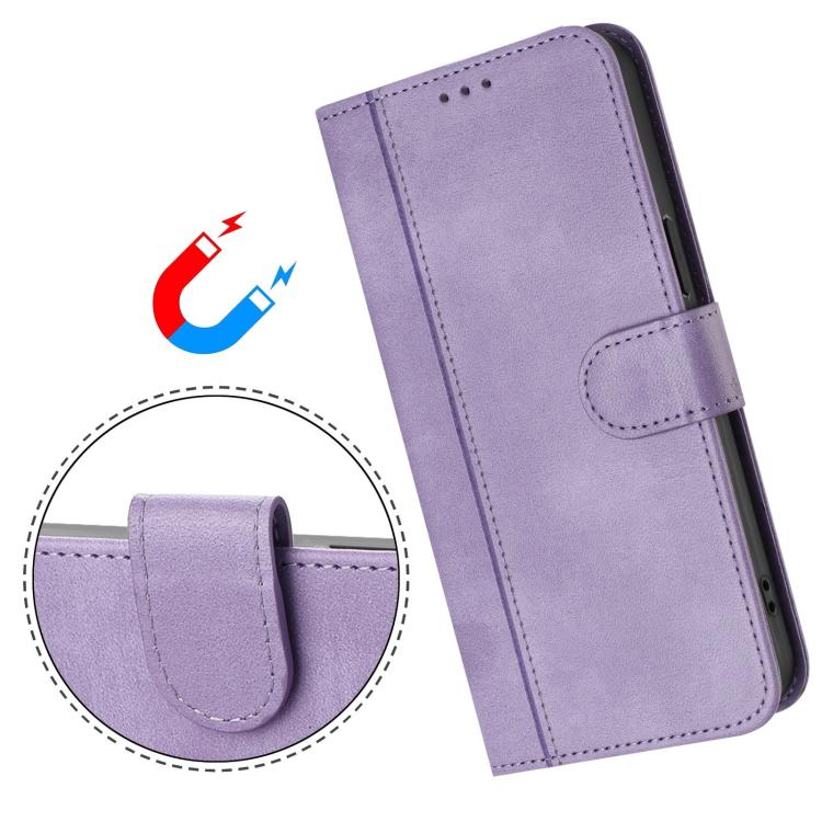 For iPhone Air Line Splicing Buckle Retro Leather Phone Case(Purple) - iPhone Air Cases by buy2fix | Online Shopping UK | buy2fix
