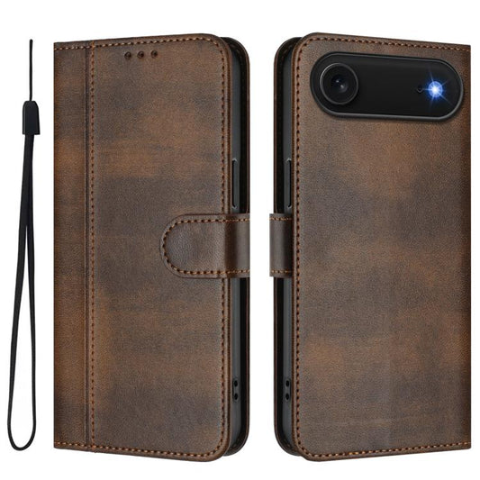 For iPhone Air Line Splicing Buckle Retro Leather Phone Case(Brown) - iPhone Air Cases by buy2fix | Online Shopping UK | buy2fix