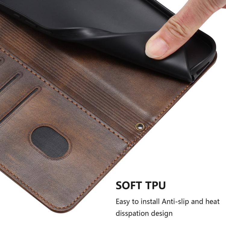 For iPhone Air Line Splicing Buckle Retro Leather Phone Case(Brown) - iPhone Air Cases by buy2fix | Online Shopping UK | buy2fix