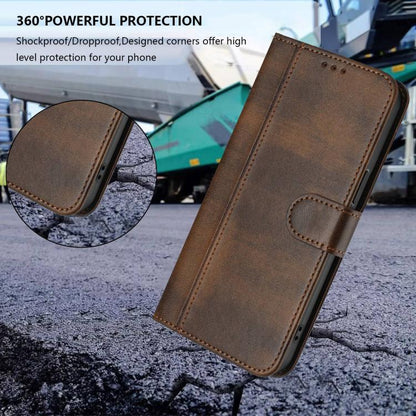 For iPhone Air Line Splicing Buckle Retro Leather Phone Case(Brown) - iPhone Air Cases by buy2fix | Online Shopping UK | buy2fix