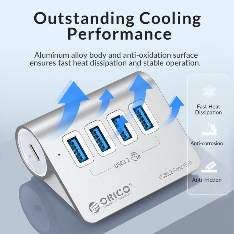 ORICO M3CU2-G2 4 in 1 Type-C to Dual USB and Dual Type-C Port Docking Hub(Silver) - USB HUB by ORICO | Online Shopping UK | buy2fix