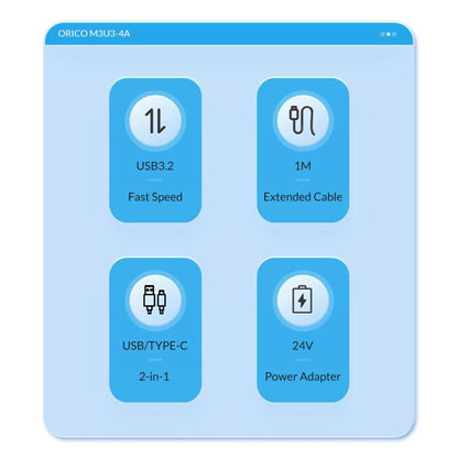 ORICO M3U3-4A 4 in 1 Type-C to USB 3.2 Docking Hub(Black) - USB HUB by ORICO | Online Shopping UK | buy2fix