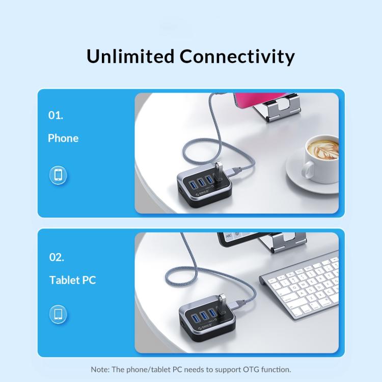 ORICO M3U3-4A 4 in 1 Type-C to USB 3.2 Docking Hub(Black) - USB HUB by ORICO | Online Shopping UK | buy2fix