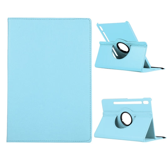 For Samsung Galaxy Tab S8+ / Tab S8 Plus / Tab S7 FE / Tab S7+ / T970 360 Degree Rotation Litchi Texture Flip Leather Case with Holder(Sky Blue) by buy2fix