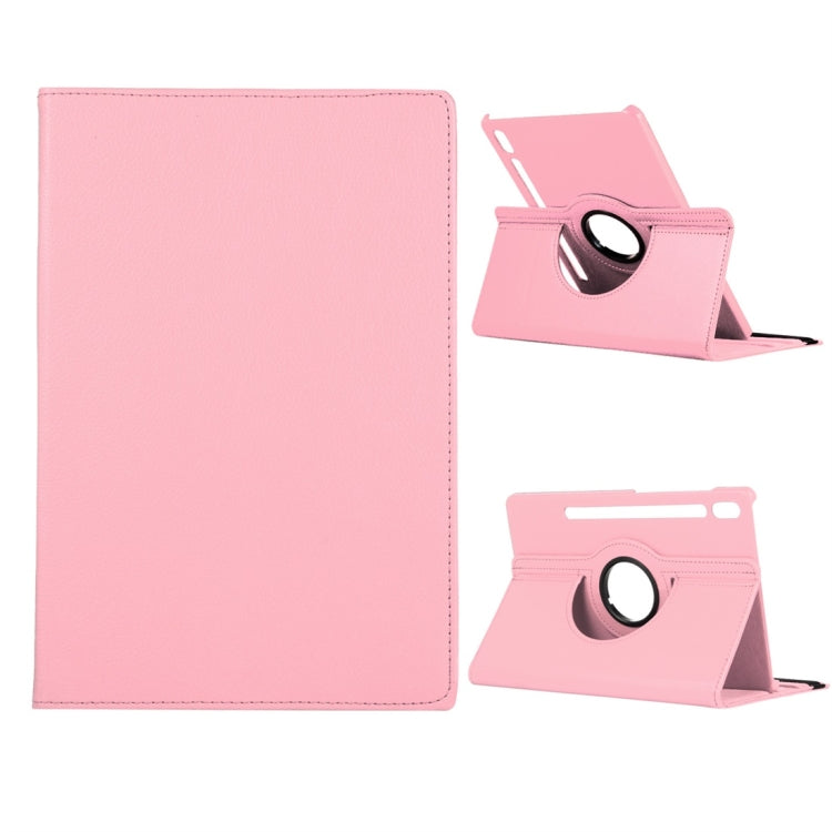 For Samsung Galaxy Tab S8+ / Tab S8 Plus / Tab S7 FE / Tab S7+ / T970 360 Degree Rotation Litchi Texture Flip Leather Case with Holder(Pink) by buy2fix