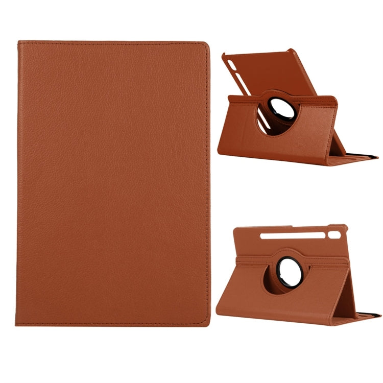 For Samsung Galaxy Tab S8+ / Tab S8 Plus / Tab S7 FE / Tab S7+ / T970 360 Degree Rotation Litchi Texture Flip Leather Case with Holder (Brown) by buy2fix