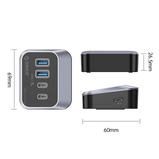 ORICO M32A2C-G2 4 in 1 Type-C to Dual Type-C and Dual USB3.2 Docking Hub(Black) - USB HUB by ORICO | Online Shopping UK | buy2fix