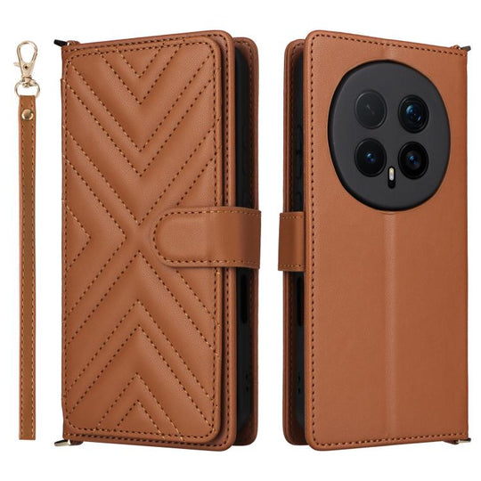 For Honor Magic8 Pro Multifunctional 6-Card Slots Leather Phone Case with Wrist Strap(Brown)