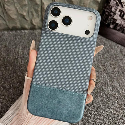 For iPhone 17 Pro Max Stitching Cloth MagSafe Magnetic PC Hybrid PU Phone Case(Cyan Blue) - iPhone 17 Pro Max Cases by buy2fix | Online Shopping UK | buy2fix